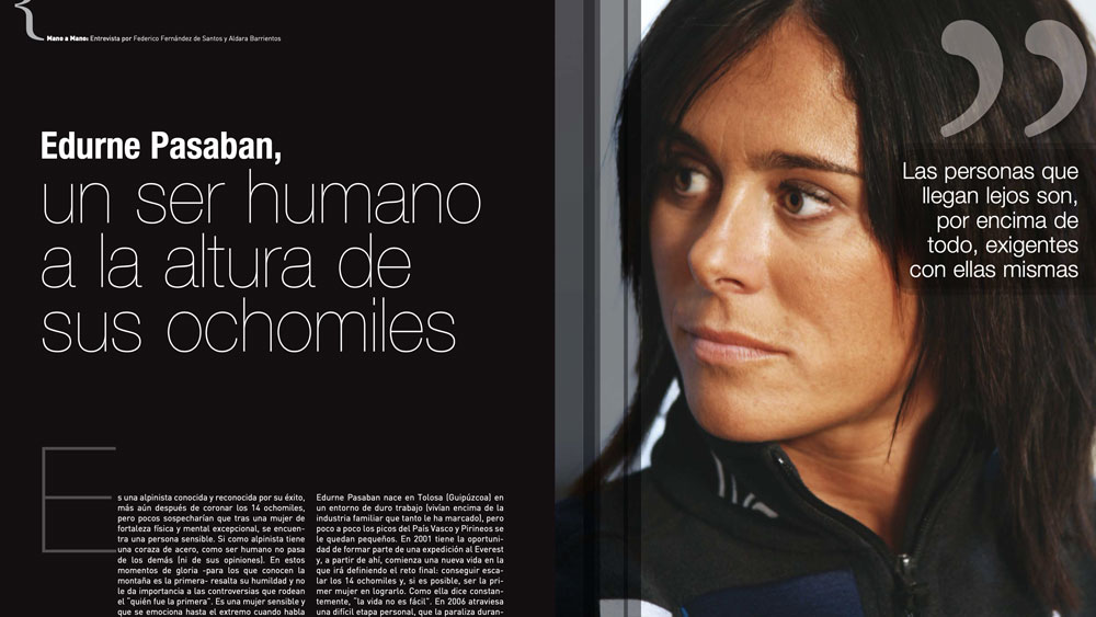 Imagen de Edurne Pasaban utilizada en la Revista Executive Excellence