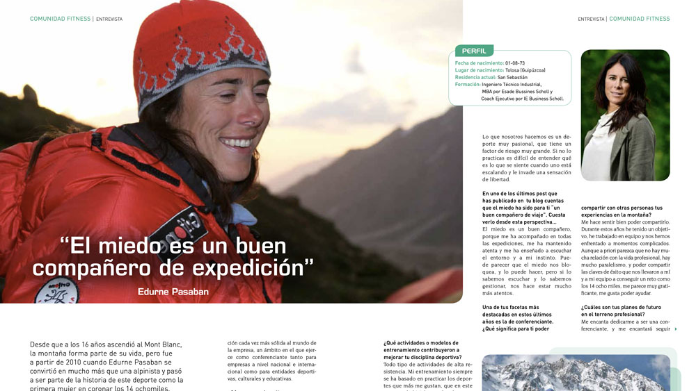 Image of Edurne Pasaban used in Trainer Magazine