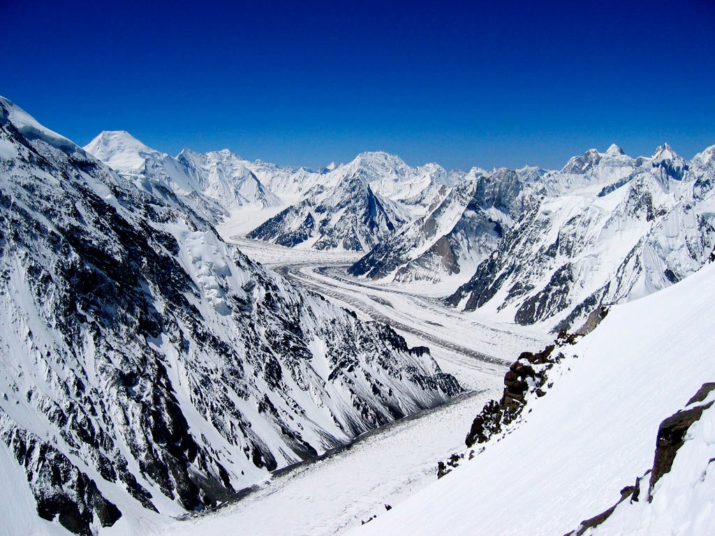 Paisaje nevado desde las paredes del K2